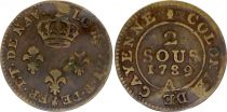 French Guiana 2 Sous Cayenne - French Colonies - 1789 - Period False