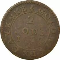 French Guiana Cayenne, Louis XVI - 2 Sous - 1789 A Paris