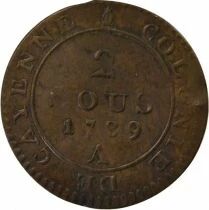 French Guiana Cayenne, Louis XVI - 2 Sous - 1789 A Paris