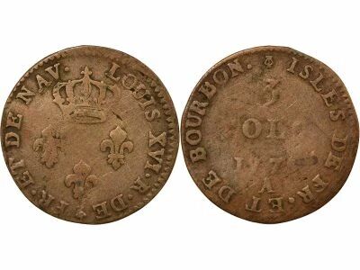 French Guiana Cayenne, Louis XVI - 3 Sols - 1779 A Paris