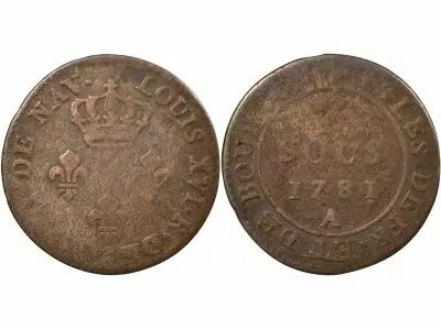 French Guiana Cayenne, Louis XVI - 3 Sous - 1781 A Paris