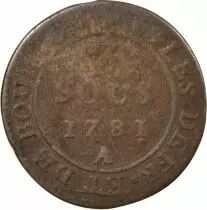 French Guiana Cayenne, Louis XVI - 3 Sous - 1781 A Paris