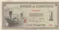 French Indo-China  1 Piastre - Men with boat - ND (1945) - Letter C - P.76bC