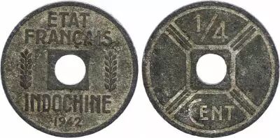 French Indo-China 1/4 Cent Etat Fran�ais 1942-1943 - F