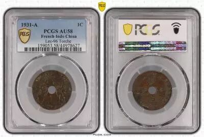 French Indo-China 1 cent, Libert� Assise - 1931 A Paris - Torche   - PCGS AU 58