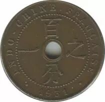 French Indo-China 1 Cent Republican statue - 1931 torch