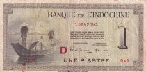 French Indo-China 1 Piastre - 1945 Letter D - VF