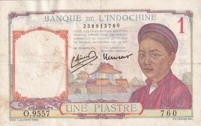 French Indo-China 1 Piastre - Bank of Indochina - ND (1932-1949) - Series O.9557
