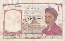 French Indo-China 1 Piastre - Bank of Indochina - ND (1932-1949) - Series O.9557