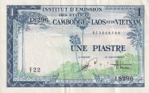 French Indo-China 1 Piastre - Blue - Dragon - 1954 - VF to XF - P.105