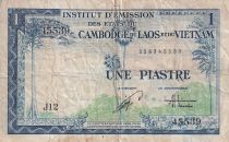 French Indo-China 1 Piastre - Blue - Dragon - ND (1954) - Serial J.12 - P.105