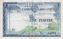 French Indo-China 1 Piastre - Blue - Dragon - ND (1954) - Serial R.6 - P.105