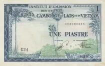 French Indo-China 1 Piastre - Forest - Statue of Chintze - 1954 - Series G.24