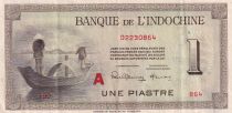 French Indo-China 1 Piastre - Men & Boat - ND (1945) - Letter A - P.76b