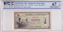 French Indo-China 1 Piastre - Men with boat  - ND (1945) - Letter B - PCGS 67 OPQ -