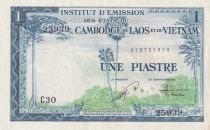 French Indo-China 1 Piastre - Trees - ND (1954) - Serial C30-25939  - P.105