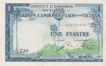 French Indo-China 1 Piastre - Trees - ND (1954) - Serial C30-25939  - P.105