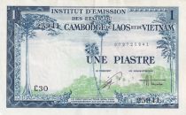 French Indo-China 1 Piastre - Trees - ND (1954) - Serial C30-25941  - P.105