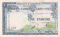 French Indo-China 1 Piastre - Trees - ND (1954) - Serial C35  - P.105