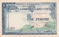 French Indo-China 1 Piastre - Trees - ND (1954) - Serial K10 - P.105