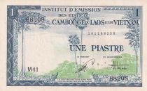 French Indo-China 1 Piastre - Trees - ND (1954) - Serial M41 - P.105