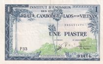 French Indo-China 1 Piastre - Trees - ND (1954) - Serial P33  - P.105