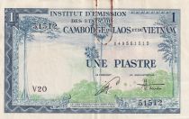 French Indo-China 1 Piastre - Trees - ND (1954) - Serial V20 - P.105