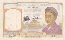 French Indo-China 1 Piastre - Woman - Temple - ND (1932) - Serial E.390 - P.52