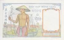 French Indo-China 1 Piastre - Woman - Temple - ND (1936) - Serial B.6444 - P.54b