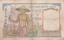 French Indo-China 1 Piastre - Woman - Temple - ND (1936) - Serial D.3036 - P.54b