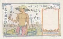 French Indo-China 1 Piastre - Woman - Temple - ND (1936) - Serial K.5463 - P.54b