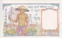 French Indo-China 1 Piastre - Woman - Temple - ND (1946) - Serial N.9281 - P.54c