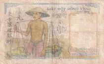 French Indo-China 1 Piastre - Young woman - Agriculture -ND (1936) - P.54b