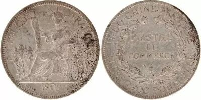 French Indo-China 1 Piastre Libert� assise - 1907 A - 2 eme ex