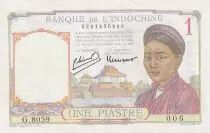 French Indo-China 1 Piastre Woman - ND (1949) - Serial G.8059