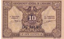 French Indo-China 10 Cents - Brown - ND (1942) - Serial DG - P.89a