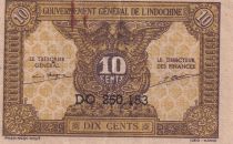 French Indo-China 10 Cents - Brown - ND (1942) - Serial DO - P.89a