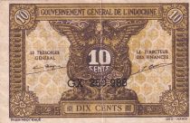 French Indo-China 10 Cents - Brown - ND (1942) - Serial GX - P.89a
