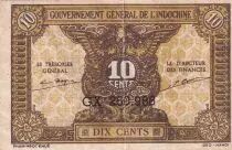 French Indo-China 10 Cents - Brown - ND (1942) - Serial GX - P.89a