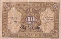 French Indo-China 10 Cents - Brown - ND (1942) - Serial QM - P.89a