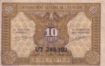 French Indo-China 10 Cents - Brown - Serial UT - ND (1942) - P.89