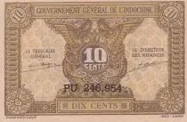 French Indo-China 10 Cents - Brun - 1942 - Serial JR 245.423