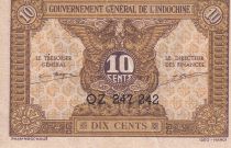 French Indo-China 10 Cents - Brun - 1942 - Serial OZ - XF - P.89