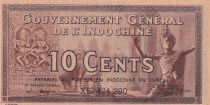 French Indo-China 10 Cents - Elephants - ND (1939) - Serial XE - P.85