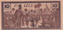 French Indo-China 10 Cents - Elephants - ND (1939) - Serial XE - P.85