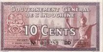 French Indo-China 10 Cents - Elephants - ND (1942) - Serial DD - P.85d