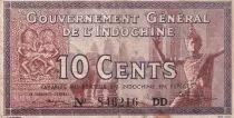 French Indo-China 10 Cents - Temple - Village scene - ND (1939) - P.85d