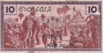 French Indo-China 10 Cents - Temple - Village scene - ND (1939) - P.85d