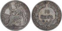 French Indo-China 10 Cents Liberty Seated - Indo-China 1916 A Paris - Silver - KM.9 - Fine