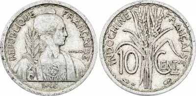 French Indo-China 10 Cents Marian - Turin - 1945 - B Beaumont-le-Roger